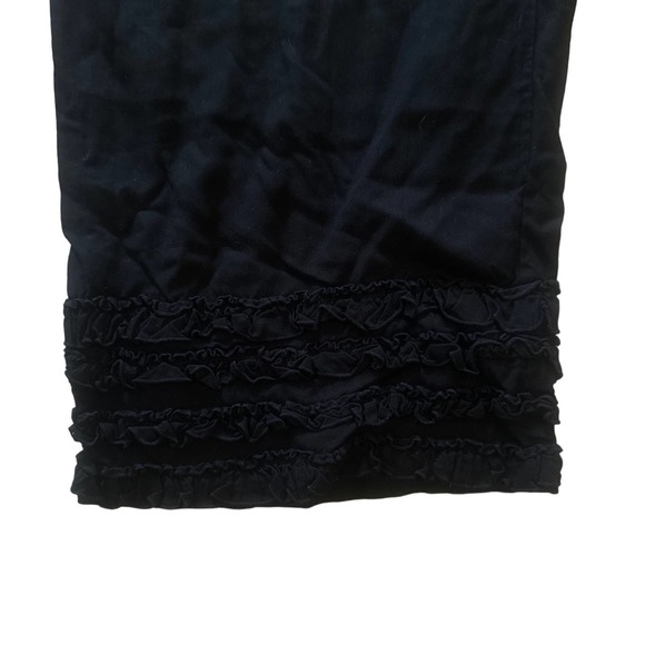 M L Baik Baik Honolulu Black Cropped Ruffle Bottom Wide Leg Pants Foldover Waist - Picture 3 of 5